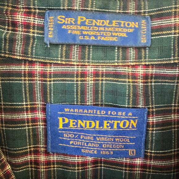 Vintage Sir Pendleton Wool Plaid Long Sleeve Mens Shirt Size Large Dark Academia - Picture 5 of 5